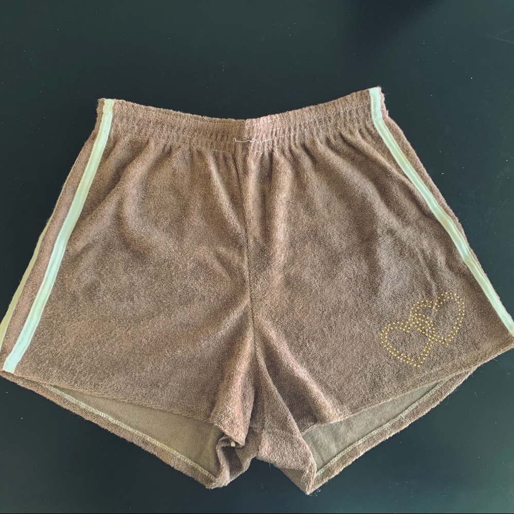 Vintage 70s style hi waist terrycloth track shorts